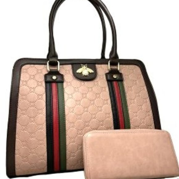 Bee Leather Bag With Gold Chain – Sara Campbell Beautiful Charming Bee Handbag and Wallet …